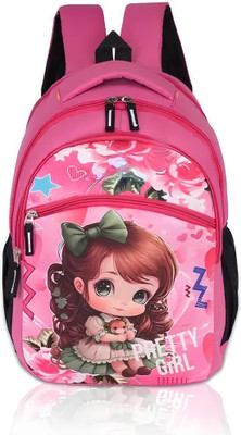 Nevala Kids Stylish Junior School Bag Backpacks Cartoon/Boy/Girl/Baby/ (3-9 Years) Waterproof School Bag(Pink, 26 L)