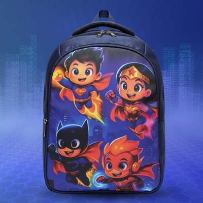 MOSU Stylish Cartoon Print School Bag Navy Blue Waterproof School Bag(Blue, 26 L)