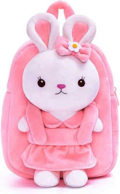 Frantic Kids Soft Animal Cartoon Velvet Plush School Bag (Full Body Rabbit) Backpack(Pink, 10 L)