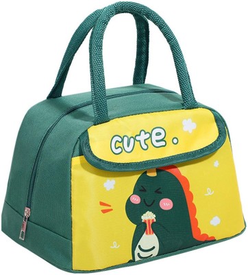 HOUSE OF QUIRK Insulated Reusable Lunch Bag Tote Bag for Women Printed Lunch Bag-23X20X15 Cm Waterproof Lunch Bag(Green, 5 L)