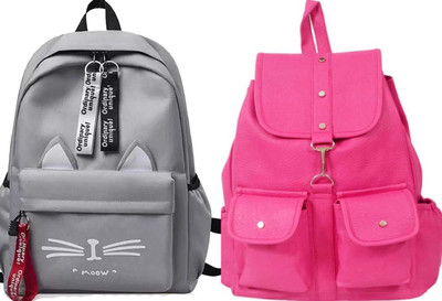 Shishtha B_CT-GRY@@_1 & pc38_xy Laptop Bag(Grey, Pink)