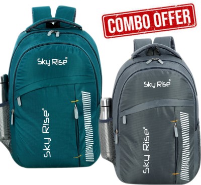 SKY RISE 34 L Premium Bags (Combo of 2) for Daily Commute of School College Office Waterproof Backpack(Grey, 34 L)