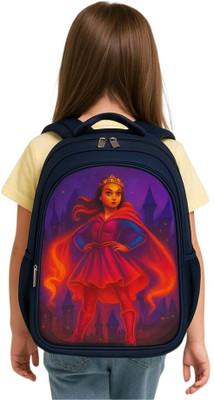 MOSU Princess Glow Hero Cartoon Bag Waterproof School Bag(Blue, 26 L)