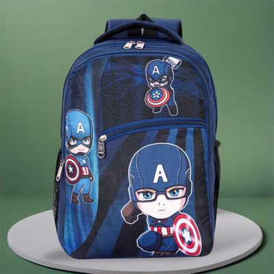 ZERUS Cool Cartoon Hero Printed Boys Backpack | Lightweight Durable Daily Use Waterproof School Bag(Dark Blue, 20 L)
