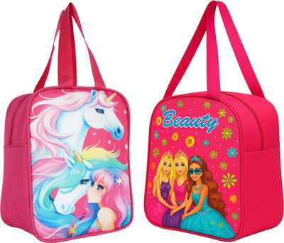 flaxy star New Stylish Lunch Bag Combo Used For Men & Women Boys And Girls Kids Waterproof Lunch Bag(Pink, 15 L)