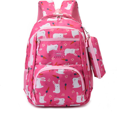 Tinytot School Backpack College Bag Travel Bag with Pencil Pouch 2nd Standard onward Waterproof Backpack(Pink, 30 L)