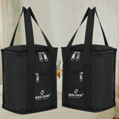 HALINO Combo Insulated Lunch Bag - Compact, Easy Wash, Smooth Zipper & Lightweight Waterproof Lunch Bag(Black, 6 L)