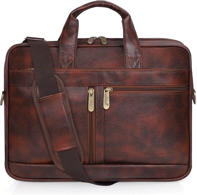 The CLOWNFISH Triton Faux Leather Expandable 12 inch Laptop/Tablet Messenger Bag Briefcase Messenger Bag(Tan, 12 L)