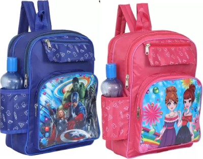 FRUZON COMBO Nursery LKG AVENGER ( Backpack Small Size) Waterproof School Bag ( 10 L) Waterproof School Bag(Pink, Blue, 10 L)