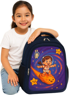 MOSU Space Girl Alien World Kids Backpack Waterproof School Bag(Blue, 26 L)