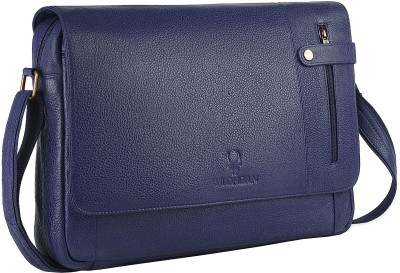 WILDHORN Leather Laptop Messenger Bag for Men Messenger Bag(Blue, 7 L)
