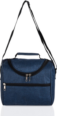 KUBER INDUSTRIES Rexine Insulated Zipper Lunch Bag with Front Pocket & Handle|Blue Waterproof Lunch Bag(Blue, 8 L)