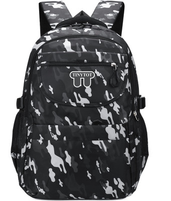 Tinytot School College Travel Bag 2nd Standard onward Waterproof Waterproof School Bag(Black, 30 L)