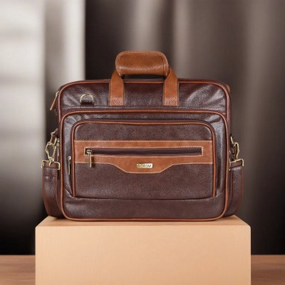 LOREM Chocolate & Tan Color Faux Leather 28L Messenger Bag For Men-CM-BG104 Waterproof Messenger Bag(Maroon, 28 L)