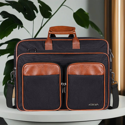 LOREM Black & Tan Color Faux Leather 28L Messenger Bag For Men DB-BG100 Messenger Bag(Black, 28 L)
