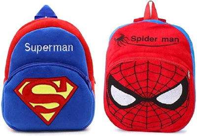 Aveek A_FF combo of 2 red spiderman, blue superman95_a Backpack(Blue, Red, 13 L)