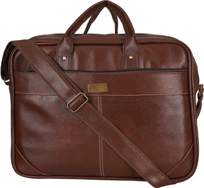 Nyfee 15.6 Inches Faux Leather Utility Travel & Office Laptop Messenger Organizer Waterproof Messenger Bag(Brown, 25 L)