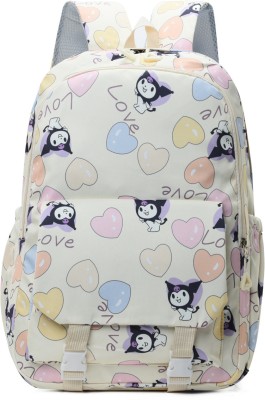 Tinytot SB196_04 Love School Collage Travel Casual Backpack Waterproof School Bag(Cream, 26 L)