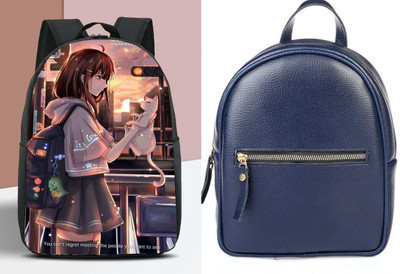 Shishtha B_DGTL-020_@@__1PC & leather look blue backpack_12_xy Laptop Bag(Black, Black)