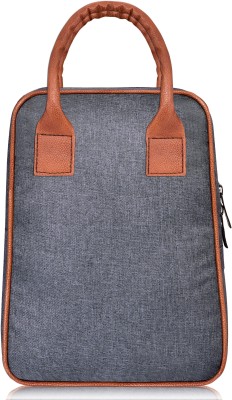 Pritha Grey-Tan Faux Leather & Linen PVC Cotted Fabric Tiffin bag Men & Women PC-TB02 Lunch Bag(Grey, 8.5 L)