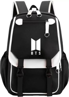 BTS Latest Trending Designer Casual Stylish College School Bag for Girls & Women Waterproof Backpack(Black, 21 L)