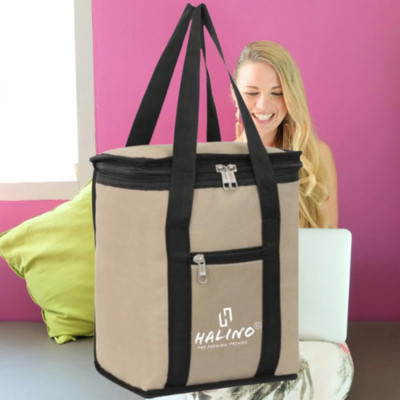 HALINO Insulated Waterproof Polyester Durable Fabric Beige Colour Tiffin Bags/Lunch Bags Waterproof Lunch Bag(Beige, Black, 5 L)
