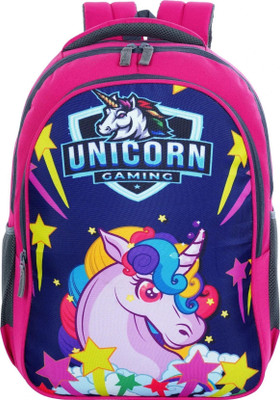Myron Unicorn 1st/2nd/3rd/4th & 5th Class Light Weight Beautiful & Trendy for Girls Waterproof School Bag(Pink, Grey, 35 L)
