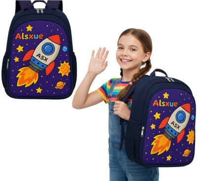 MOSU Rocket Star Universe Boys Backpack Waterproof School Bag(Blue, 26 L)