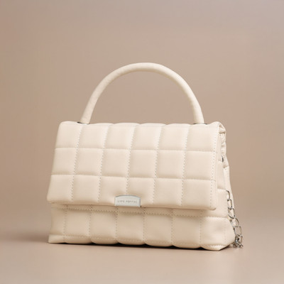 LINO PERROS Off White Shoulder Bag(Cream, 10 inch)