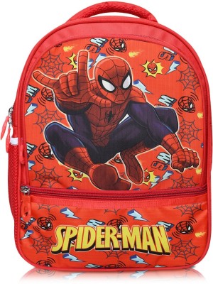 Stylbase Kids Trends Spiderman Polyester 14inch 3D Character Embossed School Bag Waterproof School Bag(Red, 14 inch)
