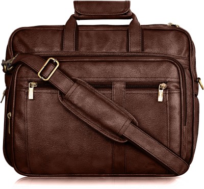 Shg enterprise Brown Color Faux Leather 28L Big Size Office Laptop Bag For Men BG61 Waterproof Messenger Bag(Maroon, 28 L)