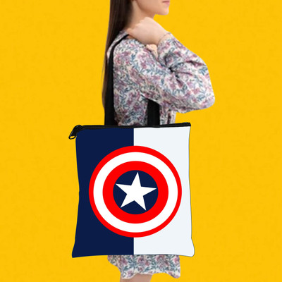 JELLIFY J_Avenger Captain Printed Tote Bag Waterproof Multipurpose Bag(Dark Blue, Black, 10 L)