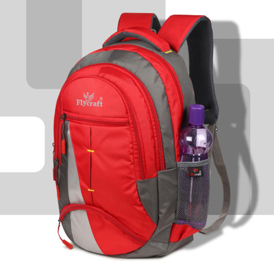 Flycraft simna.1361/1 grey spacy comfortable 4th to 10th class casual Waterproof School Bag(Red, 30 L)
