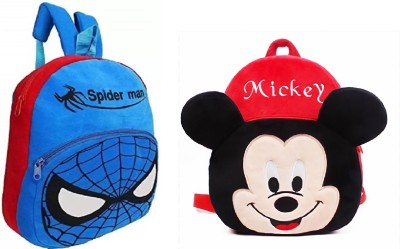 Gatset Fly Spiderman Micky School Bag Kids Soft Plush For Small Kids Bag (Age 2 to 6 Year) 12 L Backpack(Multicolor)