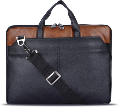 Blowzy Bags 14 inch Laptop Shoulder Messenger Sling Office Bag Waterproof Messenger Bag(Black, Tan, 20 L)