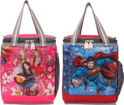 PERFECT STAR Superman Combo (Pack of 2 ) Lunch Bag For Kids Picnic/School/Office Waterproof Lunch Bag(Red, Blue, Pink, 10 L)