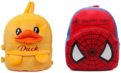 Aveek BM-Latch_combo of 2 red spiderman, yellow duck_1346 School Bag(Multicolor, 12 L)