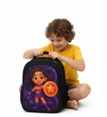 MOSU Wonder Princess Star School Bag Waterproof School Bag(Black, 26 L)