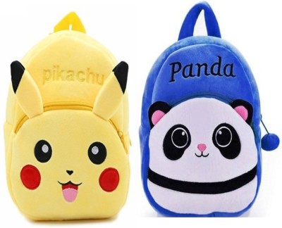 AA ENTERPRISES Two Combo Pack Pikachu & Blue Panda bags for Kids 2 to 5 years | Toddler Bag Shoulder Bag(Yellow, 1 L)