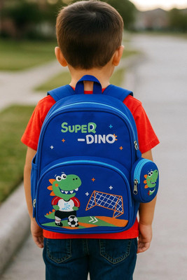 ZEVORA Kids Backpack – Cartoon Super Dino Design (Blue) Waterproof Shoulder Bag(Light Blue, 11 inch)