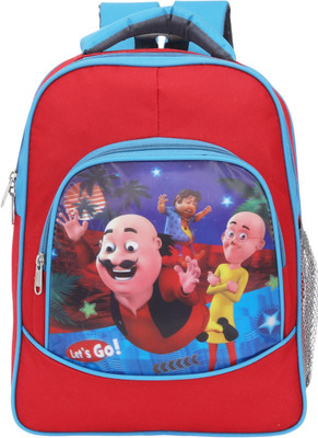 Globalstar Motu Patlu Pre-School 35.5 cm For Nursery (LKG/UKG/1st to 4th std) Boys & Girls Waterproof School Bag(Red, Multicolor, 30 L)