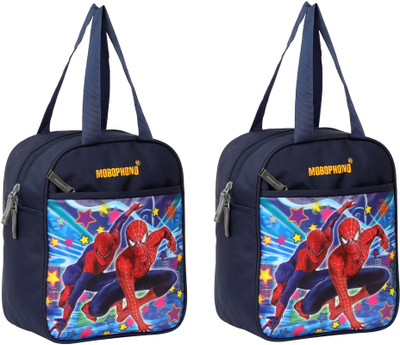 Mobophono Combo pack of 2 Lunch Bag/Tiffin Bag for school.picnic and travels Waterproof Lunch Bag(Blue, 10 L)