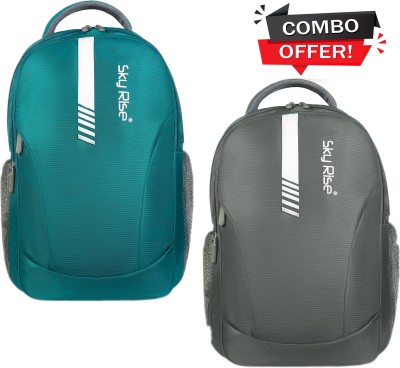 SKY RISE Combo of 2 casual Boys Girls,Office ,School College Teens, Students Waterproof School Bag(Light Green, 36 L)