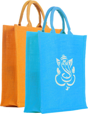 YSA Creation Men & Women Hand-held Jute Bag Set of Two Multipurpose Bag(Multicolor, 5 L)