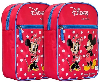 Heart Home Mickey & Minnie Print Kids Backpack Bag for School, Travel, Pack of 2 (Pink) Waterproof School Bag(Pink, 10 L)