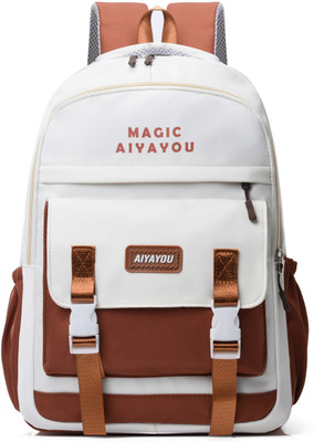Tinytot SB205_05 MAGIC School Collage Travel Casual Backpack Waterproof School Bag(Mustard, White, 26 L)