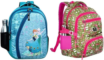 NAVELA School Bags for Girls College Backpack Tuition Bag Waterproof School Bag(Light Blue, Light Green, 21 L)