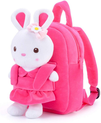 Frantic School Plush Bag(Pink, Cream, Brown, 15 L)