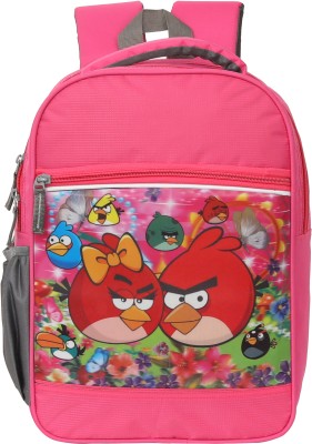 Coolest Angry Birds 16x12 inch Pre School For Nursery (LKG/UKG/1st std) Boys & Girls Waterproof School Bag(Pink, White, 30 L)