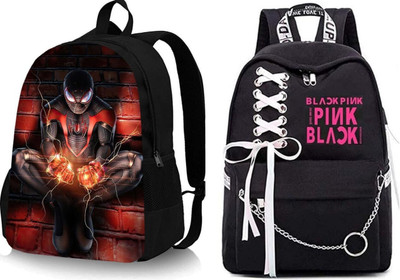 Shishtha B_DGTL-021 & RIBBEN-BLCKPINK-1PC_xy Laptop Bag(Multicolor, Black)